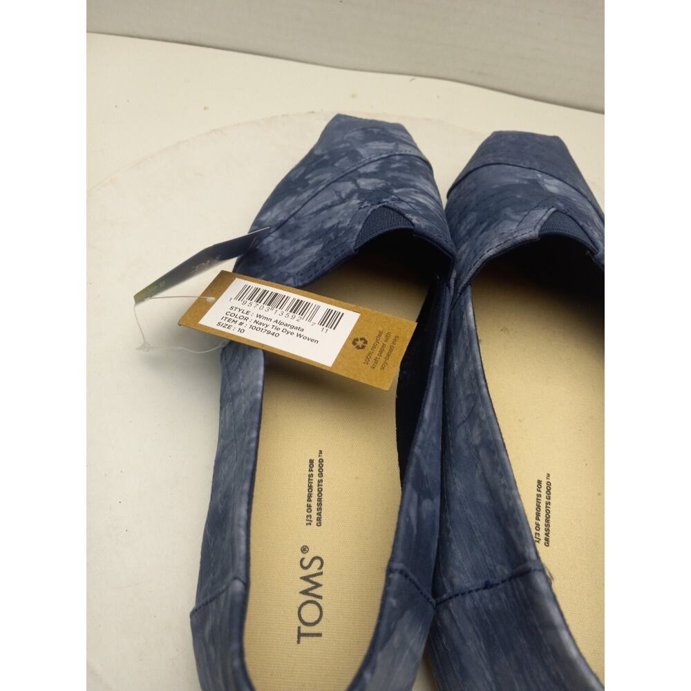 TOMS Alpargata Slip On Blue Tie Dye Woven Womens Size 10 Shoes Loafers - Picture 11 of 12
